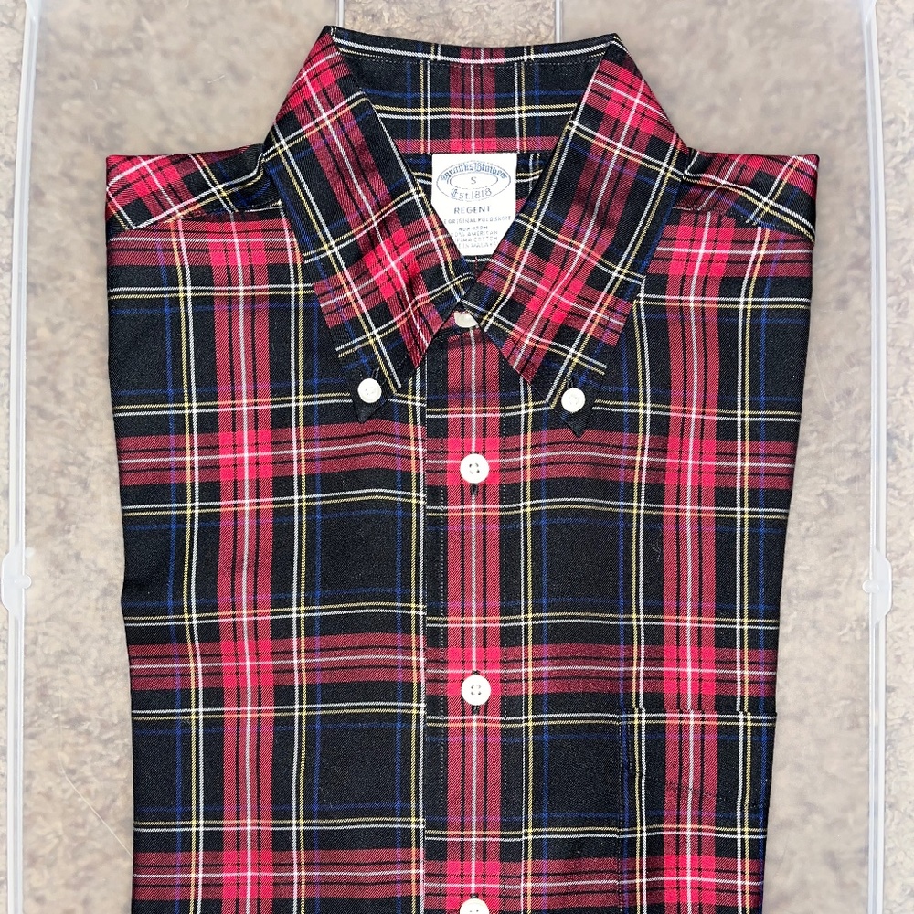 Brooks Brothers Black Stewart Tartan Sport Shirt